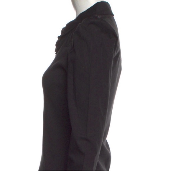 Veronica Beard Coralee Puff-Sleeve Henley Top in Black - New With Tags - Picture 2 of 5